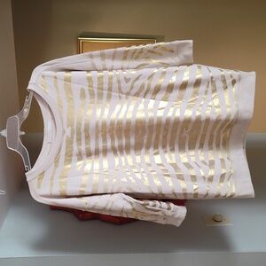 Boston Proper fun metallic gold zebra print sweatshirt